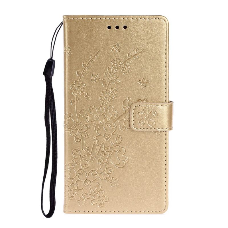 Flip Cover Læder Xiaomi Redmi 8 Golden Sommerblomster