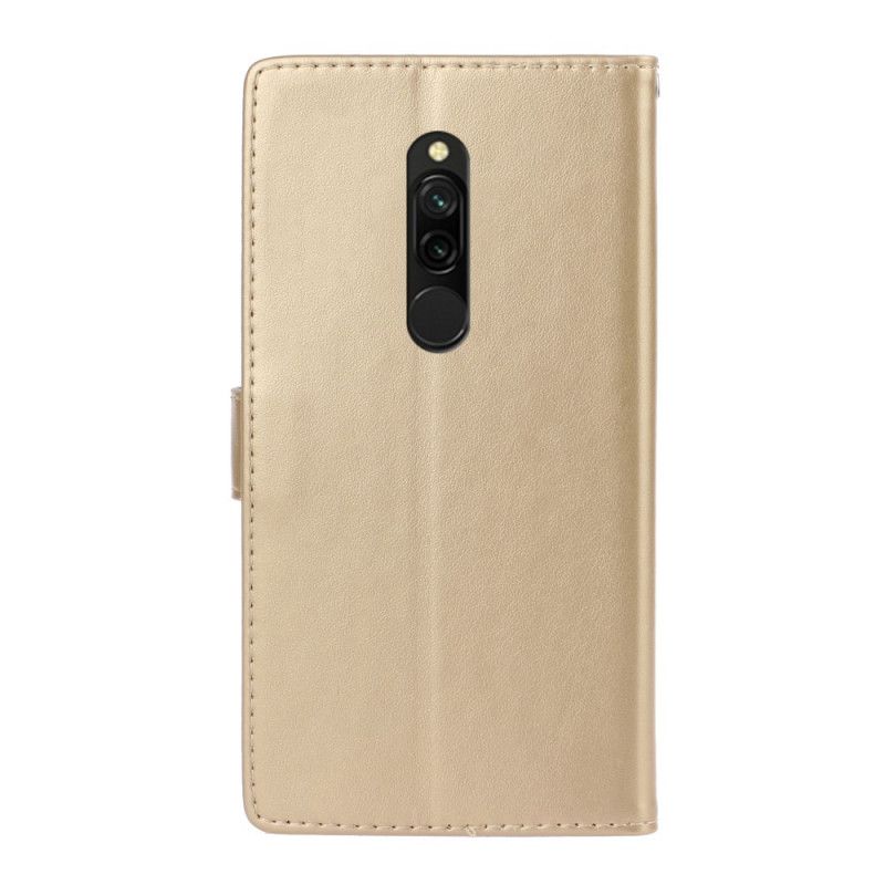 Flip Cover Læder Xiaomi Redmi 8 Golden Sommerblomster