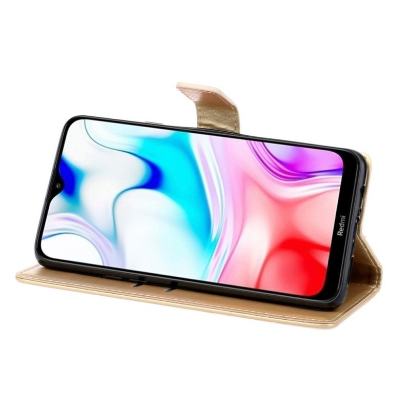 Flip Cover Læder Xiaomi Redmi 8 Golden Sommerblomster