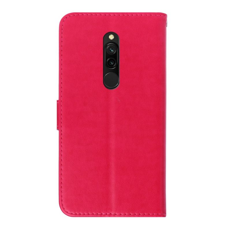 Flip Cover Læder Xiaomi Redmi 8 Magenta Sommerfugl Charme