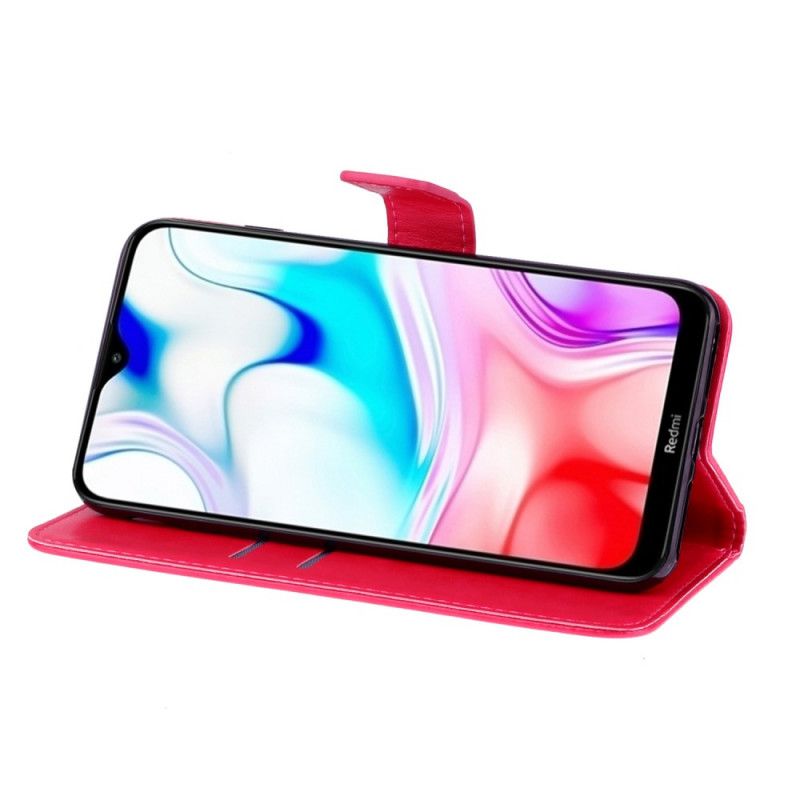 Flip Cover Læder Xiaomi Redmi 8 Magenta Sommerfugl Charme