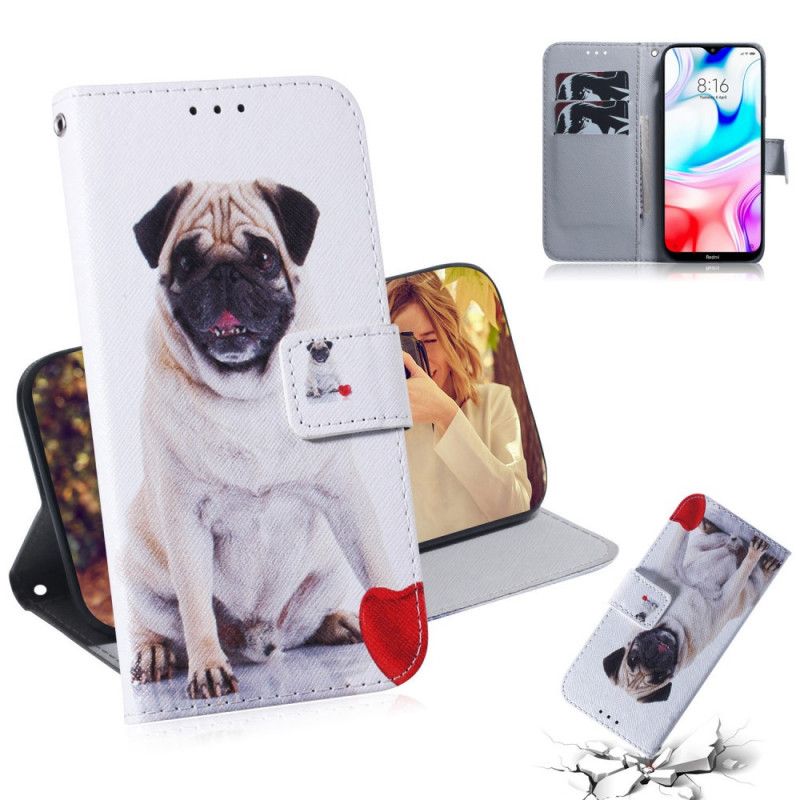 Flip Cover Læder Xiaomi Redmi 8 Mops Hund Beskyttelse