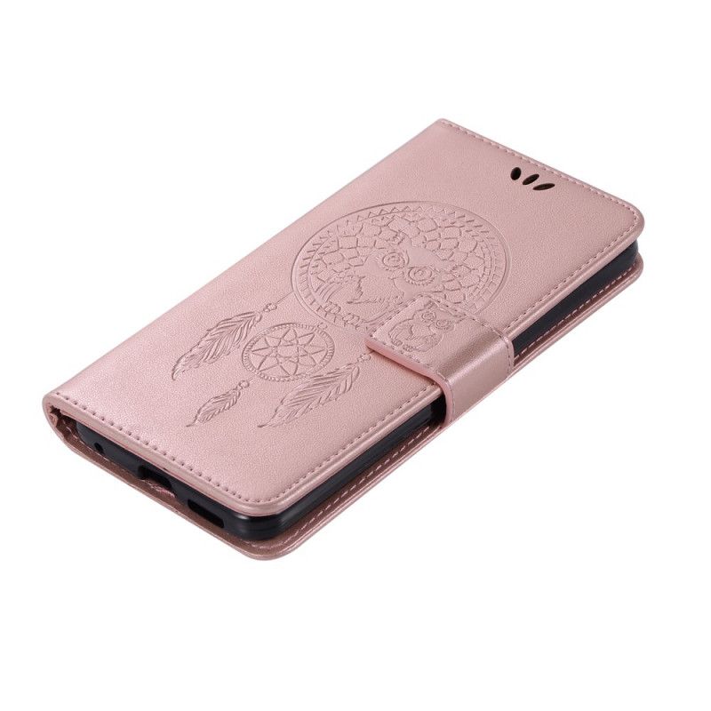 Flip Cover Læder Xiaomi Redmi 8 Rose Gold Drømfanger Til Ugle I Lædereffekt Original