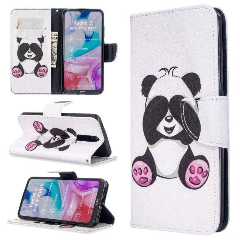 Flip Cover Læder Xiaomi Redmi 8 Sjov Panda