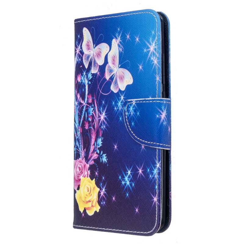 Flip Cover Læder Xiaomi Redmi 8 Sort Fantastiske Sommerfugle