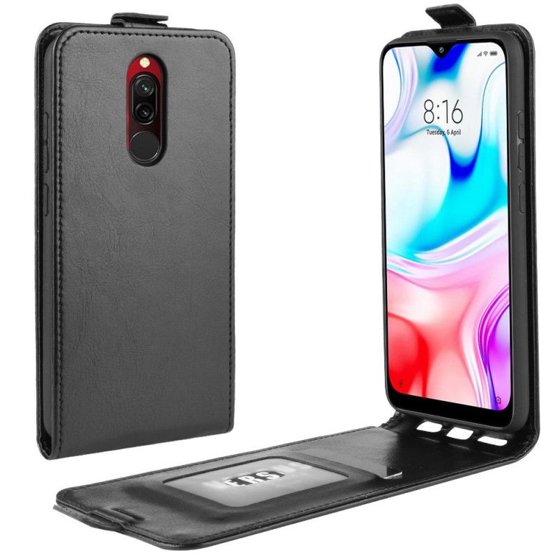 Flip Cover Læder Xiaomi Redmi 8 Sort Foldning Af Lædereffekt Original