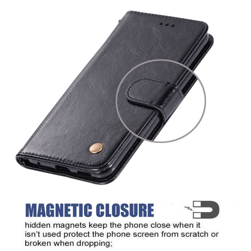 Flip Cover Læder Xiaomi Redmi 8 Sort Vintage Lædereffekt Med Rem