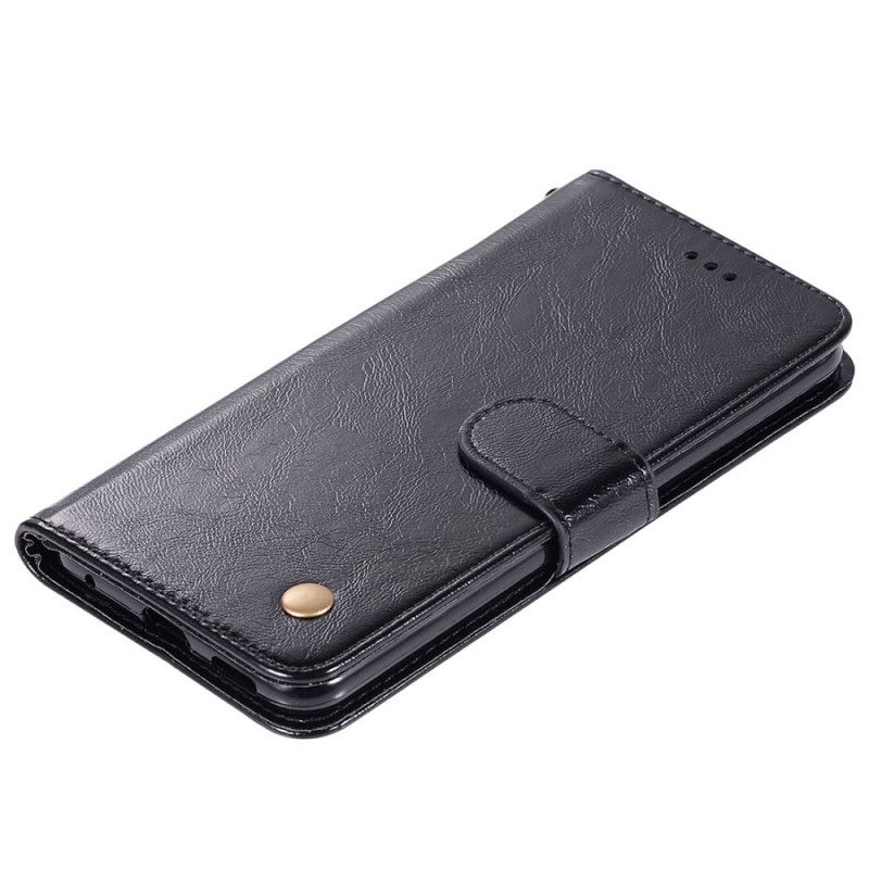 Flip Cover Læder Xiaomi Redmi 8 Sort Vintage Lædereffekt Med Rem