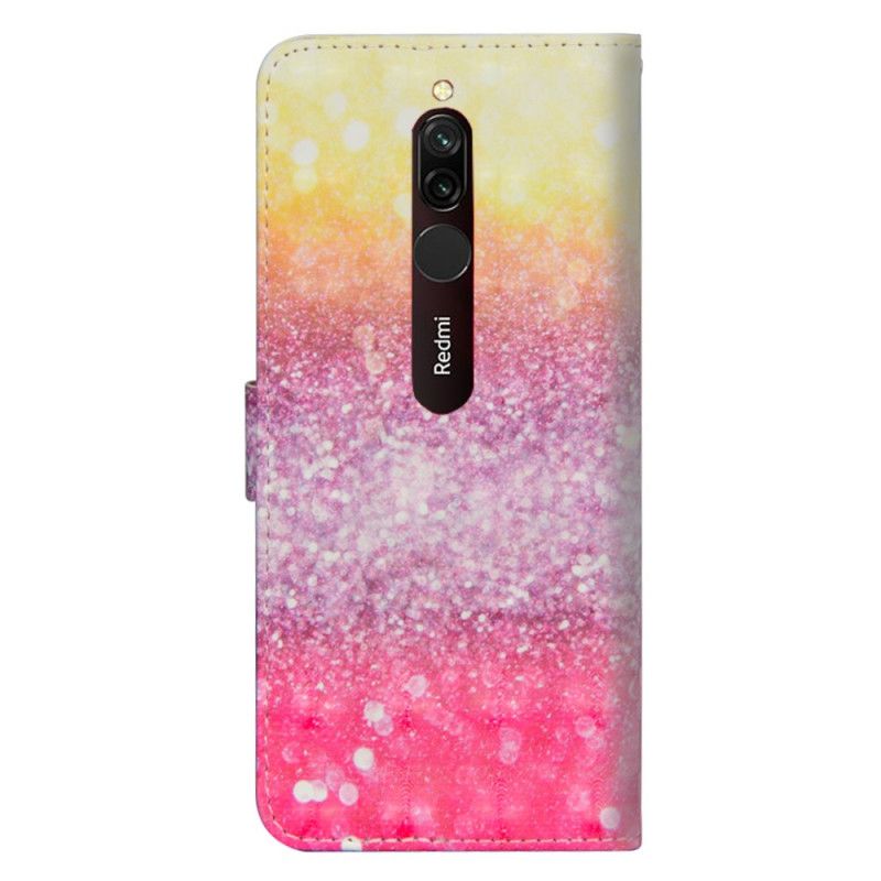 Flip Cover Xiaomi Redmi 8 Mobilcover Magenta Glittergradient