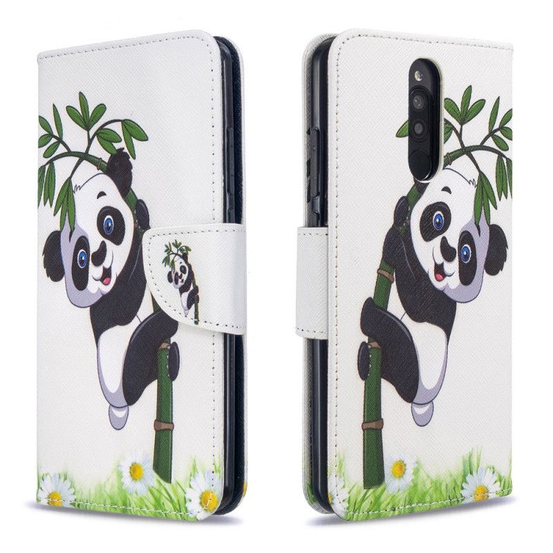 Flip Cover Xiaomi Redmi 8 Mobilcover Panda På Bambus