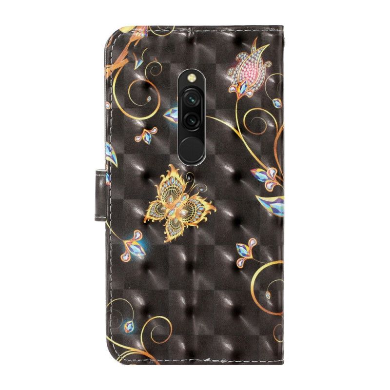 Flip Cover Xiaomi Redmi 8 Sort Sort Af Sommerfugle