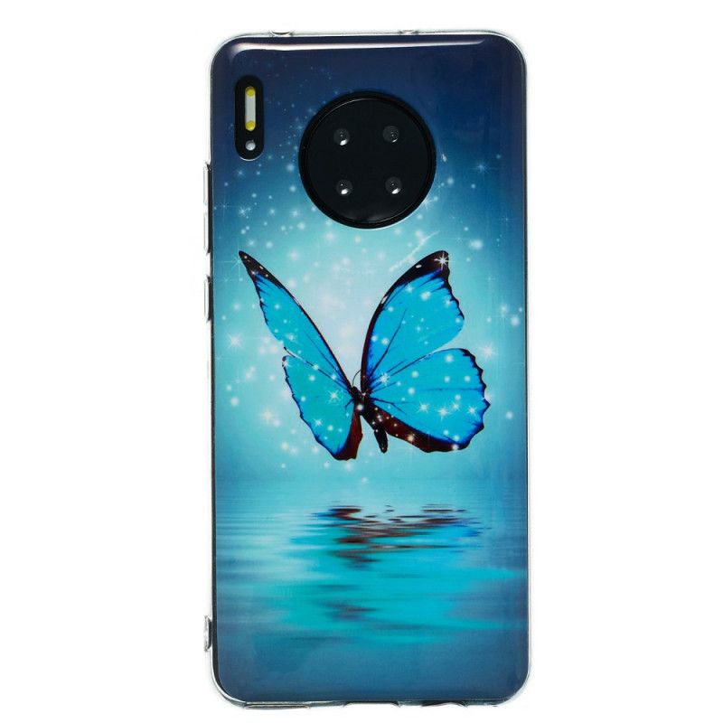 Cover Huawei Mate 30 Fluorescerende Blå Sommerfugl