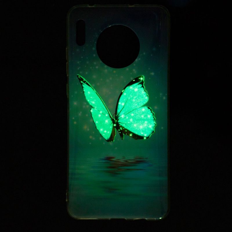 Cover Huawei Mate 30 Fluorescerende Blå Sommerfugl