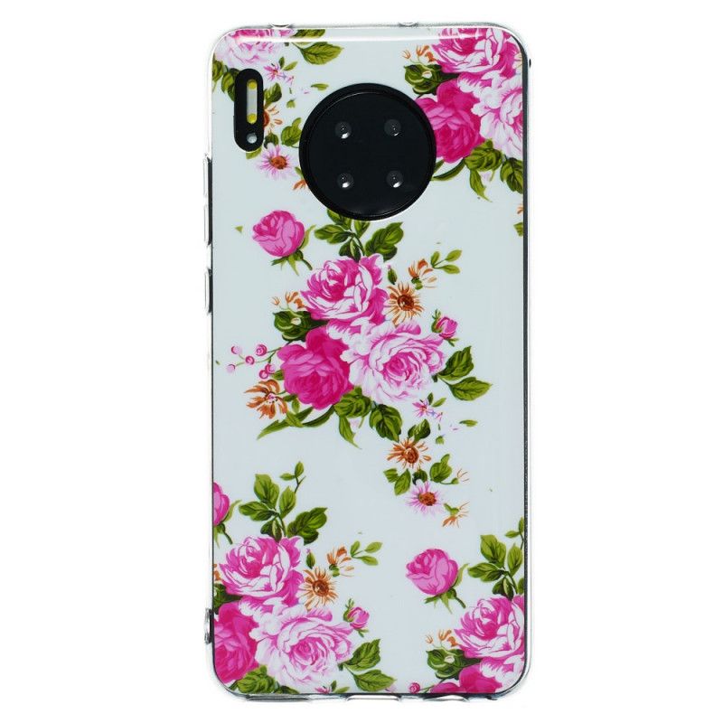 Cover Huawei Mate 30 Mobilcover Fluorescerende Frihedsblomster