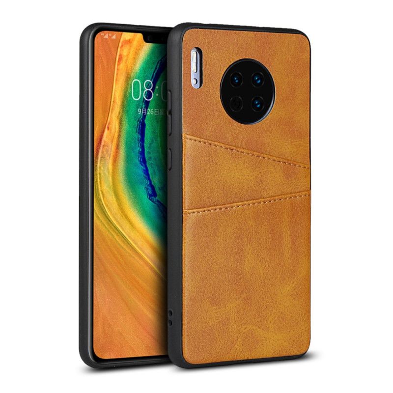 Cover Huawei Mate 30 Sort Mobilcover Dobbelt Kortholder I Lædertekstur