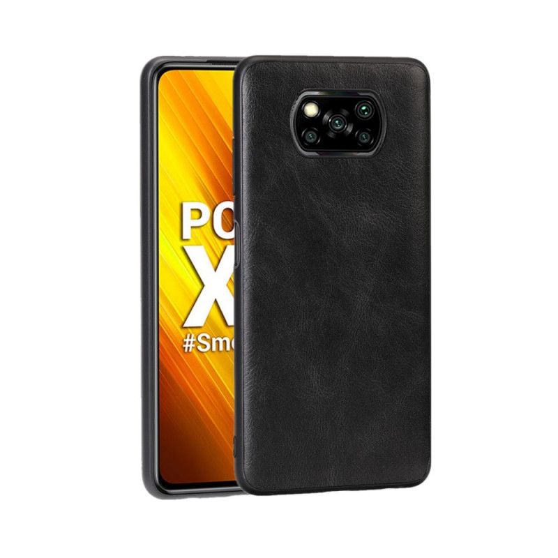 Cover for Xiaomi Poco X3 Sort Lædereffekt