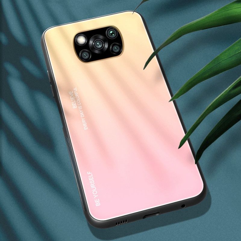 Cover Xiaomi Poco X3 Rød Vær Dig Selv Hærdet Glas Beskyttelse