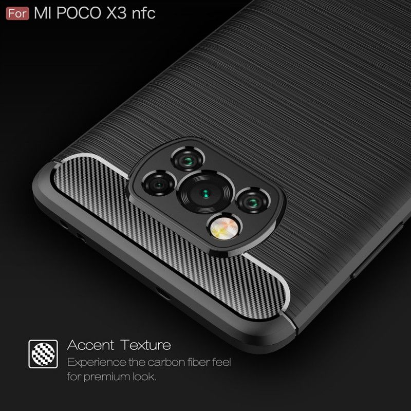 Cover Xiaomi Poco X3 Sort Børstet Kulfiber Original