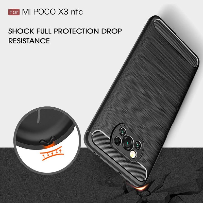 Cover Xiaomi Poco X3 Sort Børstet Kulfiber Original