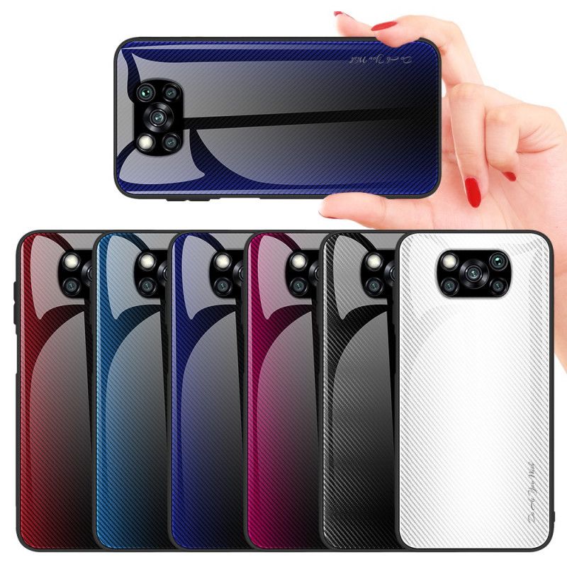 Cover Xiaomi Poco X3 Sort Kulfiber Hærdet Glas