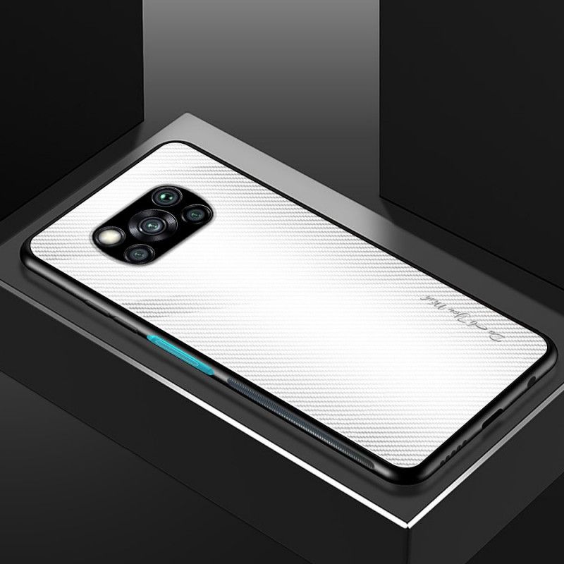 Cover Xiaomi Poco X3 Sort Kulfiber Hærdet Glas