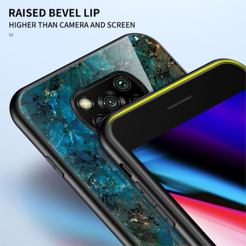 Cover Xiaomi Poco X3 Sort Marmorfarver Hærdet Glas