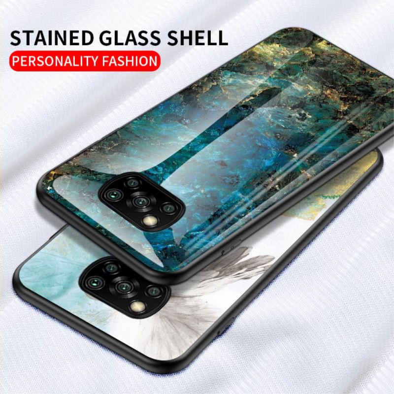 Cover Xiaomi Poco X3 Sort Marmorfarver Hærdet Glas