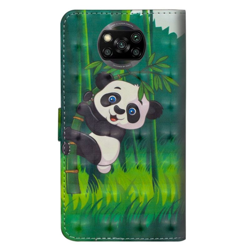 Flip Cover Læder for Xiaomi Poco X3 Panda Og Bambus