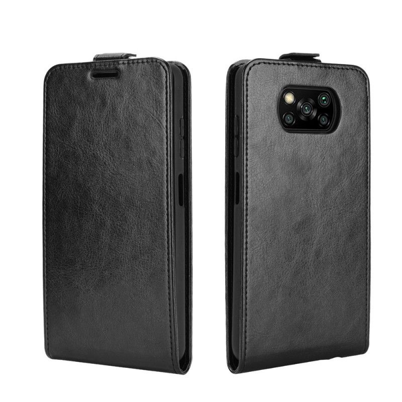 Flip Cover Læder for Xiaomi Poco X3 Sort Lodret Lædereffektklap