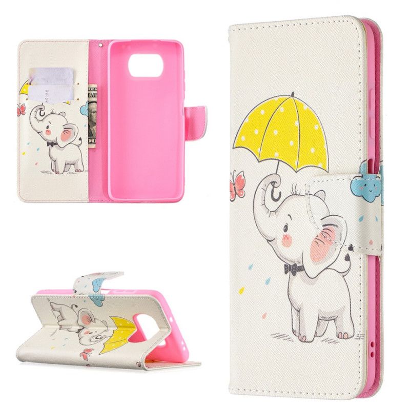 Flip Cover Læder Xiaomi Poco X3 Baby Elefant Beskyttelse