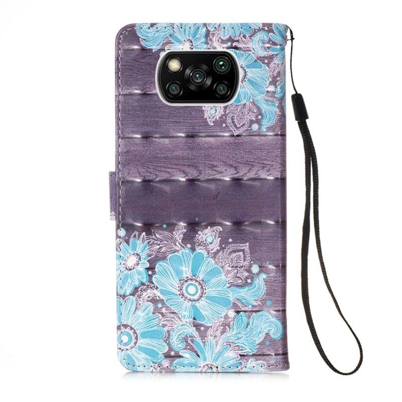 Flip Cover Læder Xiaomi Poco X3 Blå Blomster