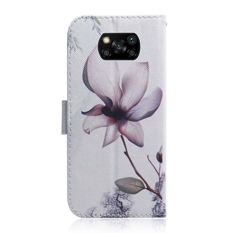 Flip Cover Læder Xiaomi Poco X3 Gammel Rosenblomst