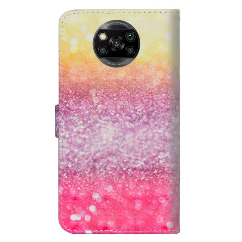 Flip Cover Læder Xiaomi Poco X3 Gradient Magenta Glitter