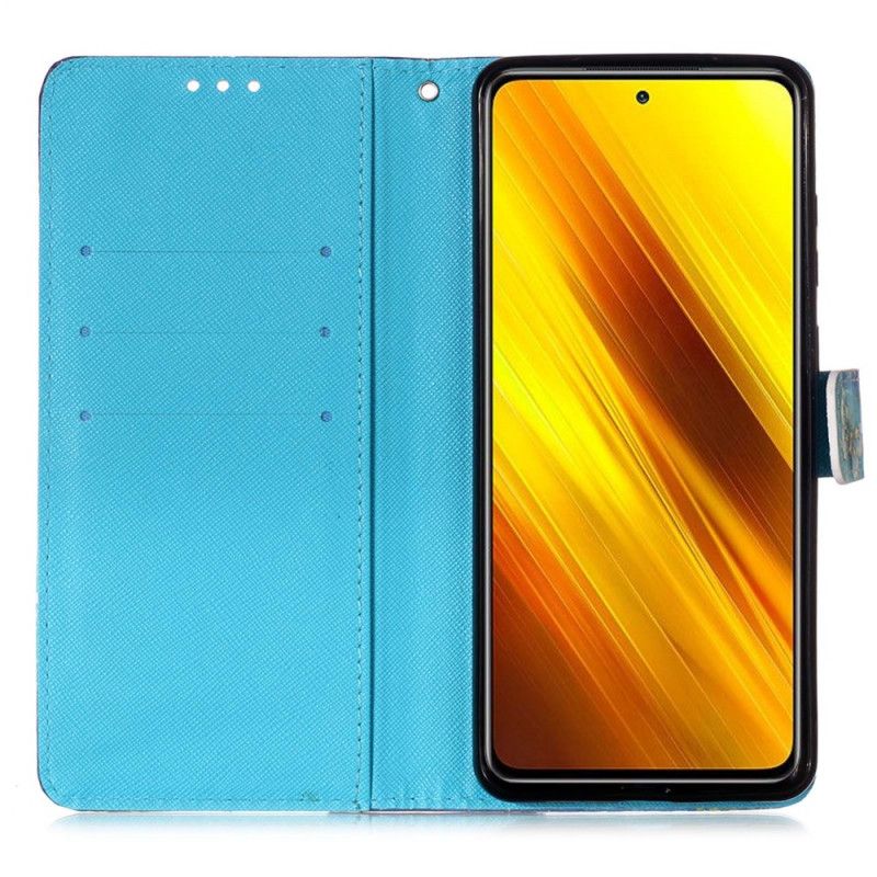 Flip Cover Læder Xiaomi Poco X3 Gyldne Sommerfugle