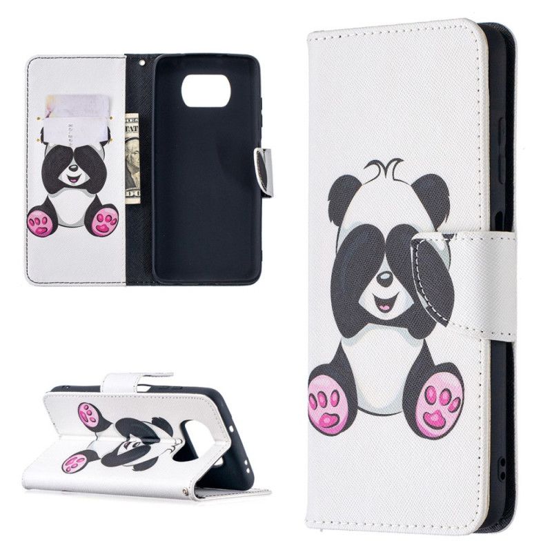 Flip Cover Læder Xiaomi Poco X3 Sjov Panda Beskyttelse