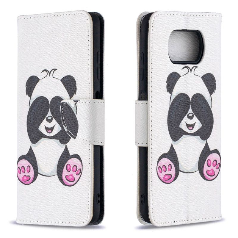 Flip Cover Læder Xiaomi Poco X3 Sjov Panda Beskyttelse