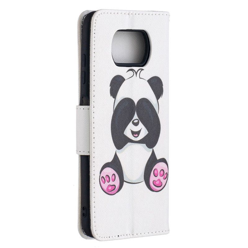 Flip Cover Læder Xiaomi Poco X3 Sjov Panda Beskyttelse