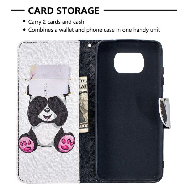 Flip Cover Læder Xiaomi Poco X3 Sjov Panda Beskyttelse