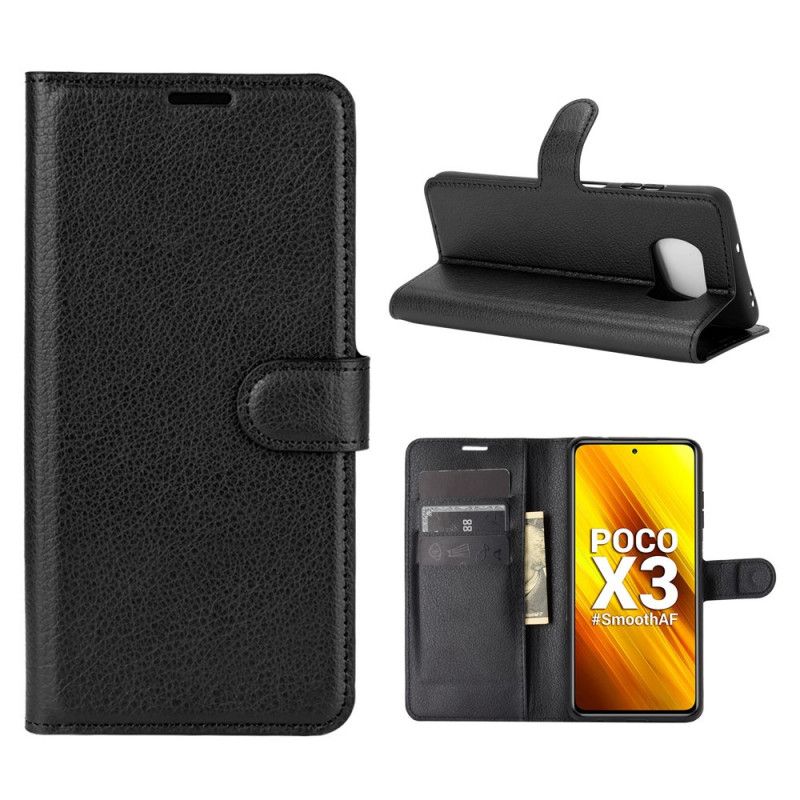 Flip Cover Xiaomi Poco X3 Sort Mobilcover Klassisk Kunstlæder