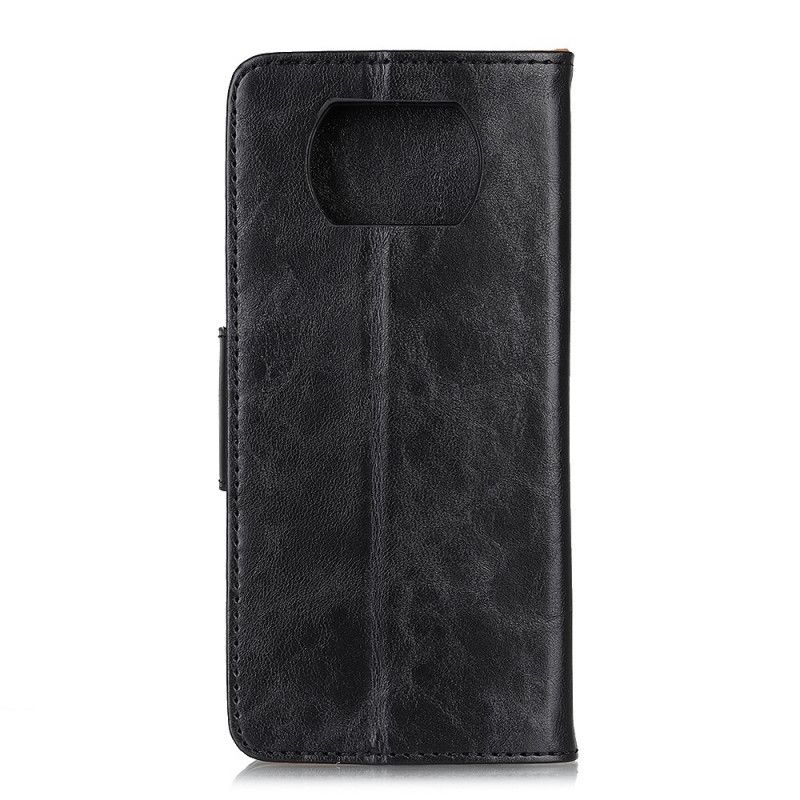 Flip Cover Xiaomi Poco X3 Sort Mobilcover Split Læder Vendbar Lås