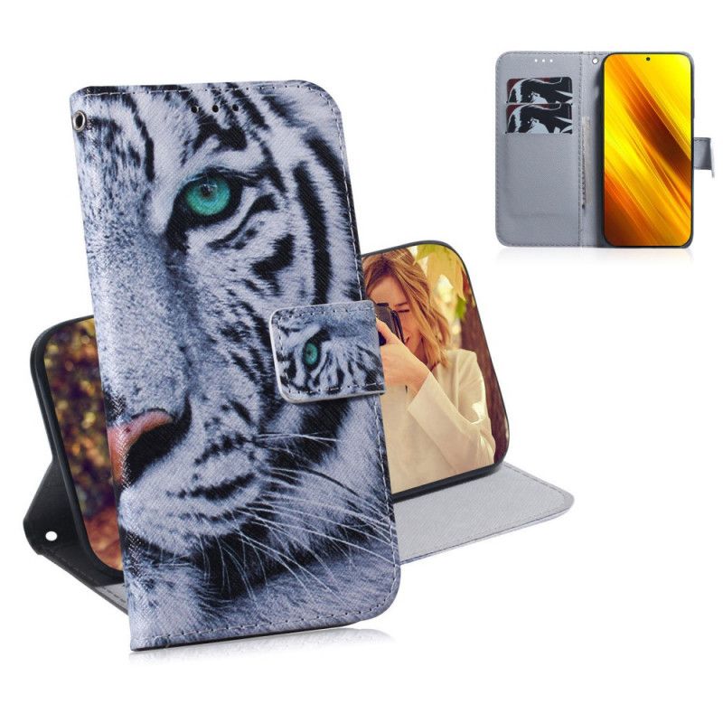 Flip Cover Xiaomi Poco X3 Tiger Ansigt