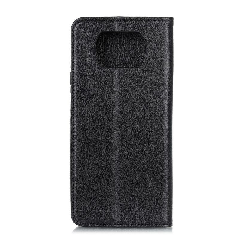 Læder Cover for Xiaomi Poco X3 Sort Premium Split Lychee Læder