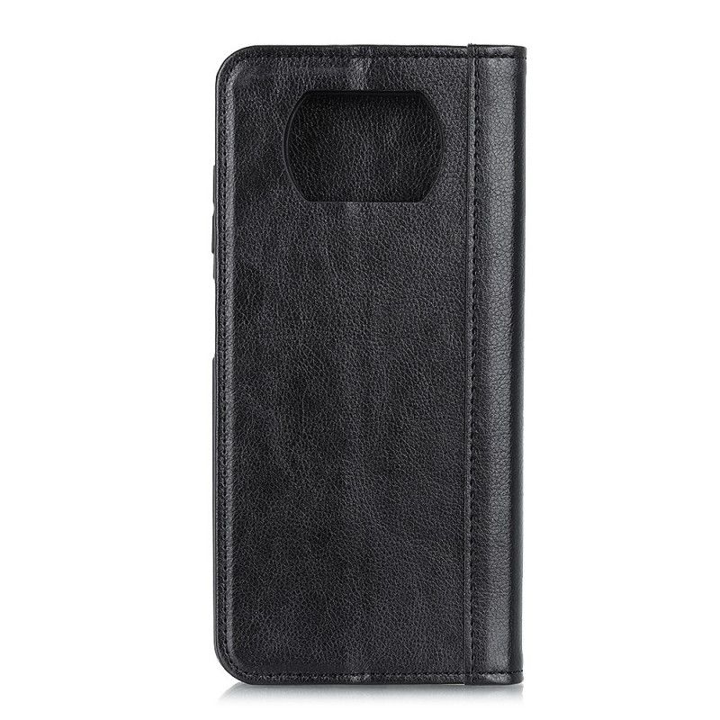 Læder Cover Xiaomi Poco X3 Sort Elegant Split Lychee Læder