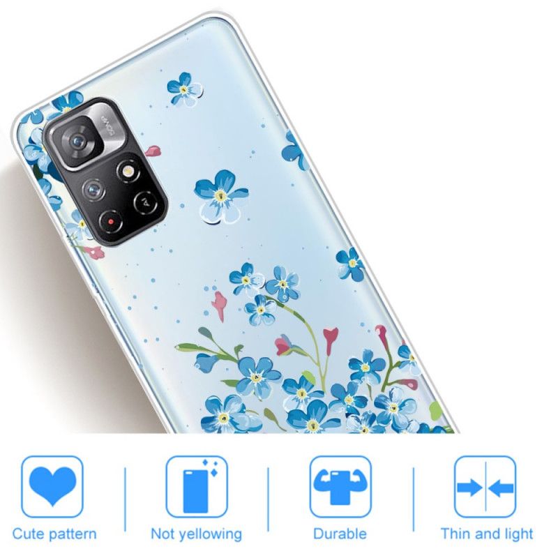 Cover Til Xiaomi Redmi Note 11 / Poco M4 Pro 5g Buket Af Blå Blomster