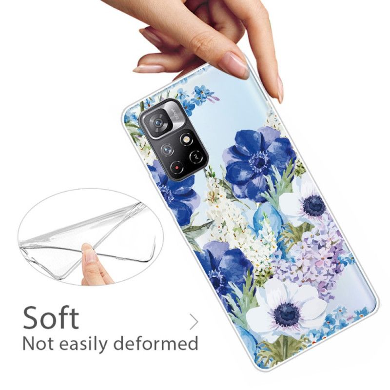 Cover Xiaomi Redmi Note 11 / Poco M4 Pro 5g Blå Blomster Akvarel