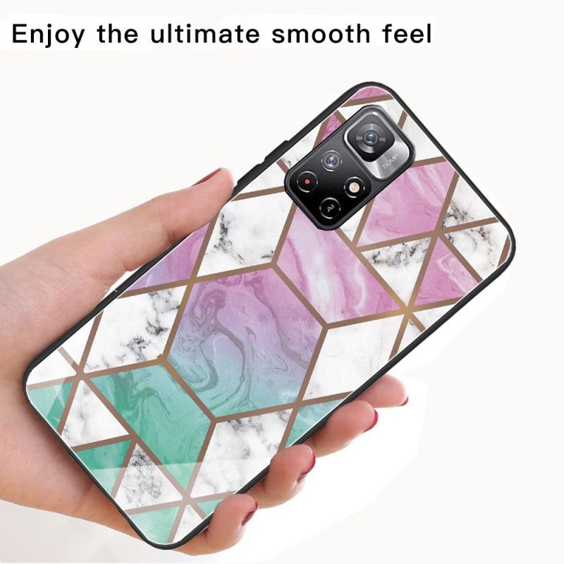 Cover Xiaomi Redmi Note 11 / Poco M4 Pro 5g Geometrisk Marmor Hærdet Glas