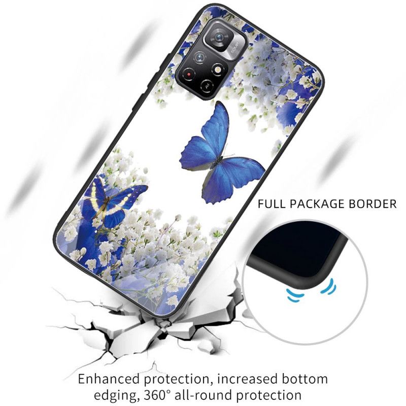 Cover Xiaomi Redmi Note 11 / Poco M4 Pro 5g Sommerfugledesign Af Hærdet Glas