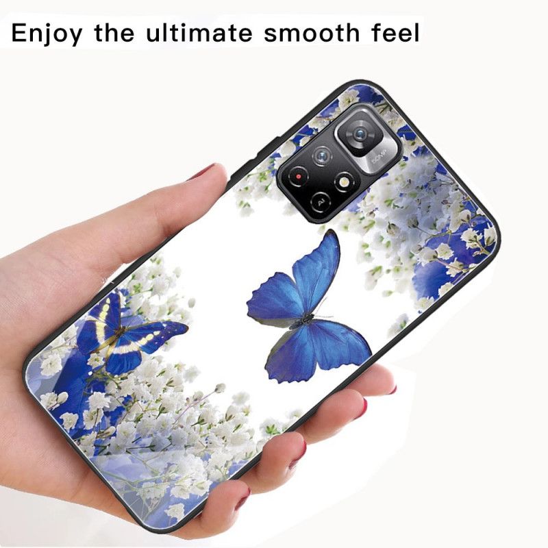 Cover Xiaomi Redmi Note 11 / Poco M4 Pro 5g Sommerfugledesign Af Hærdet Glas