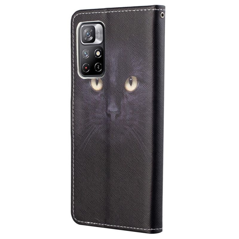 Flip Cover Til Xiaomi Redmi Note 11 / Poco M4 Pro 5g Black Strappy Cat Eyes