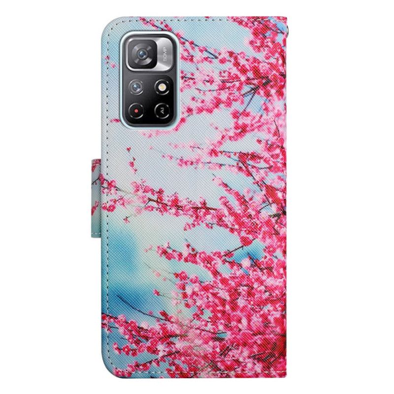 Flip Cover Til Xiaomi Redmi Note 11 / Poco M4 Pro 5g Blomstrende Gren Med Rem